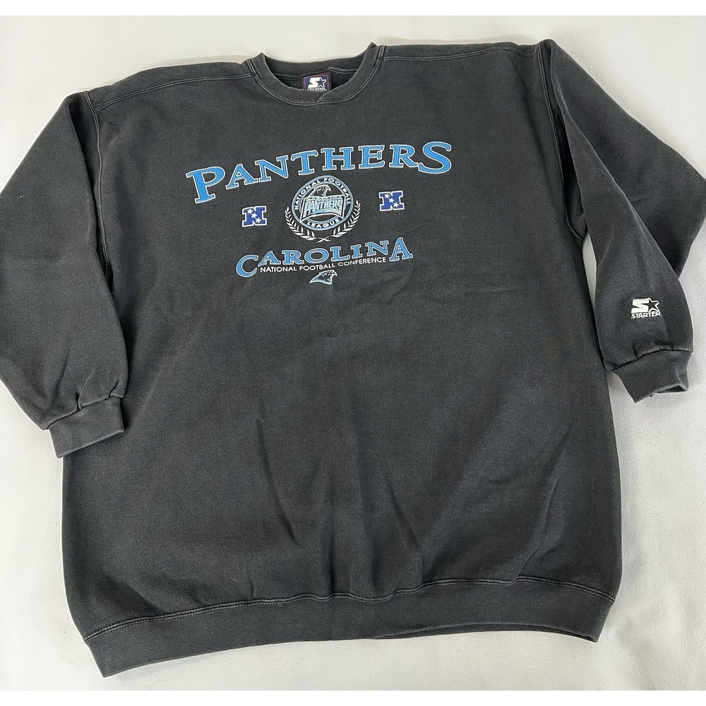 VTG Starter Sweatshirt‎ XL Panthers Carolina NFL Football-Embroidered Y2K USA